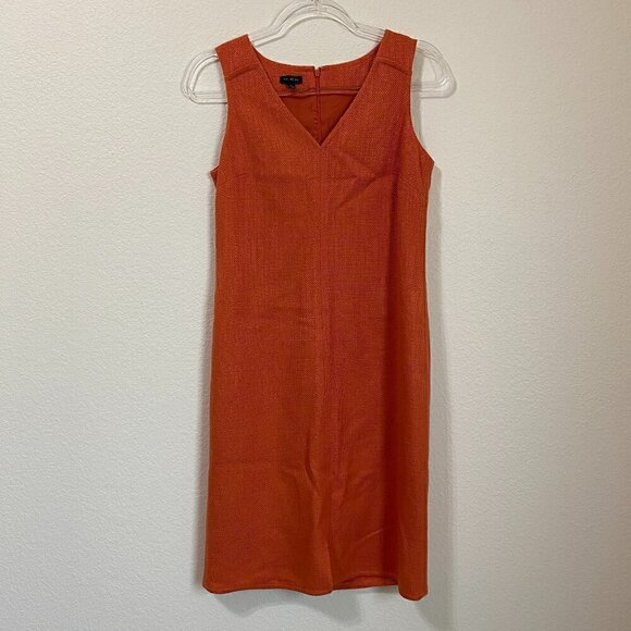Talbots Textured V-Neck Sheath Dress Orange Size 4 - Picture 1 of 7